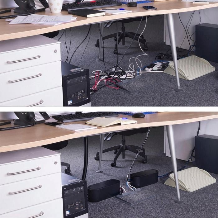 D-Line Large Black Cable Tidy Unit – Cable Management Box detail image 1