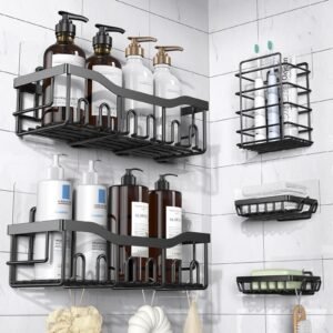 EUDELE 5-Pack Adhesive Shower Caddy Set gallery image 1