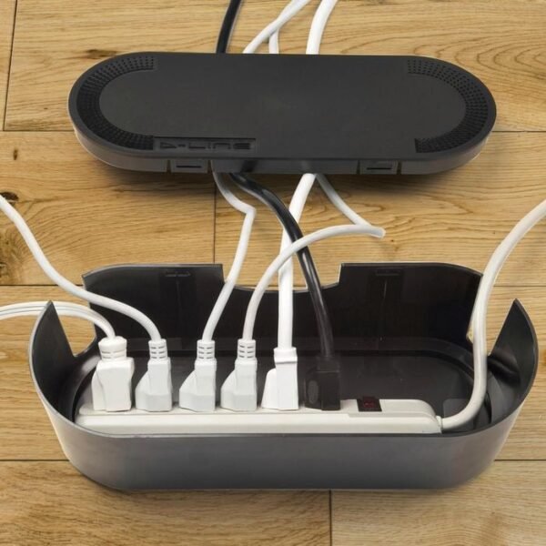 D-Line Large Black Cable Tidy Unit – Cable Management Box gallery image 2