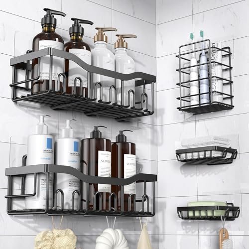EUDELE 5-Pack Adhesive Shower Caddy Set gallery image 2