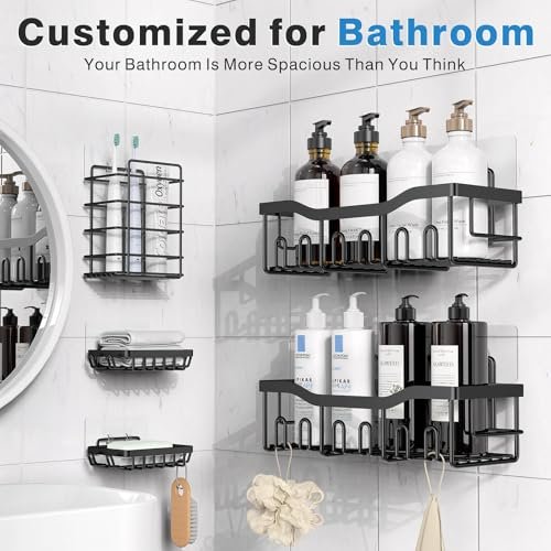 EUDELE 5-Pack Adhesive Shower Caddy Set gallery image 3