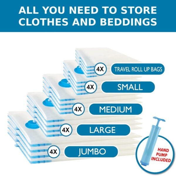Vacuum Storage Bags with Hand Pump - 20 Pack gallery image 4